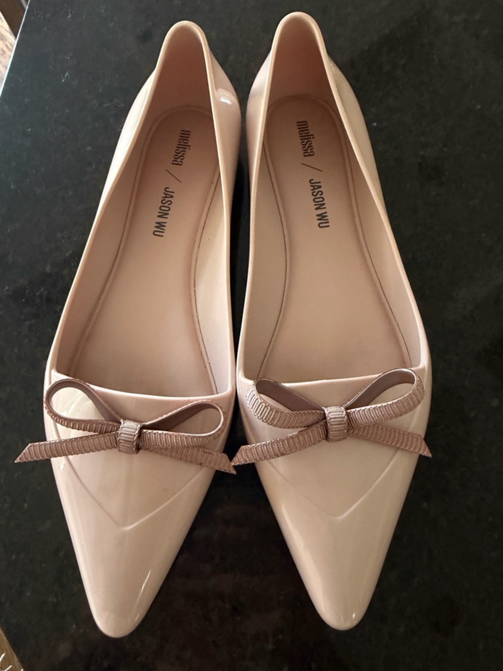 Melissa x Jason Wu Pointed Patent Ballet Flats in Nude Blush